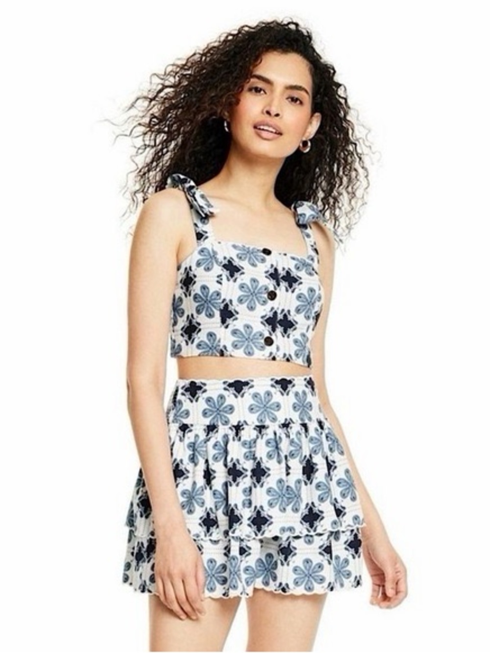 Target x Agua Bendita Blue Floral Tie-Shoulder Crop Top & Skirt Set